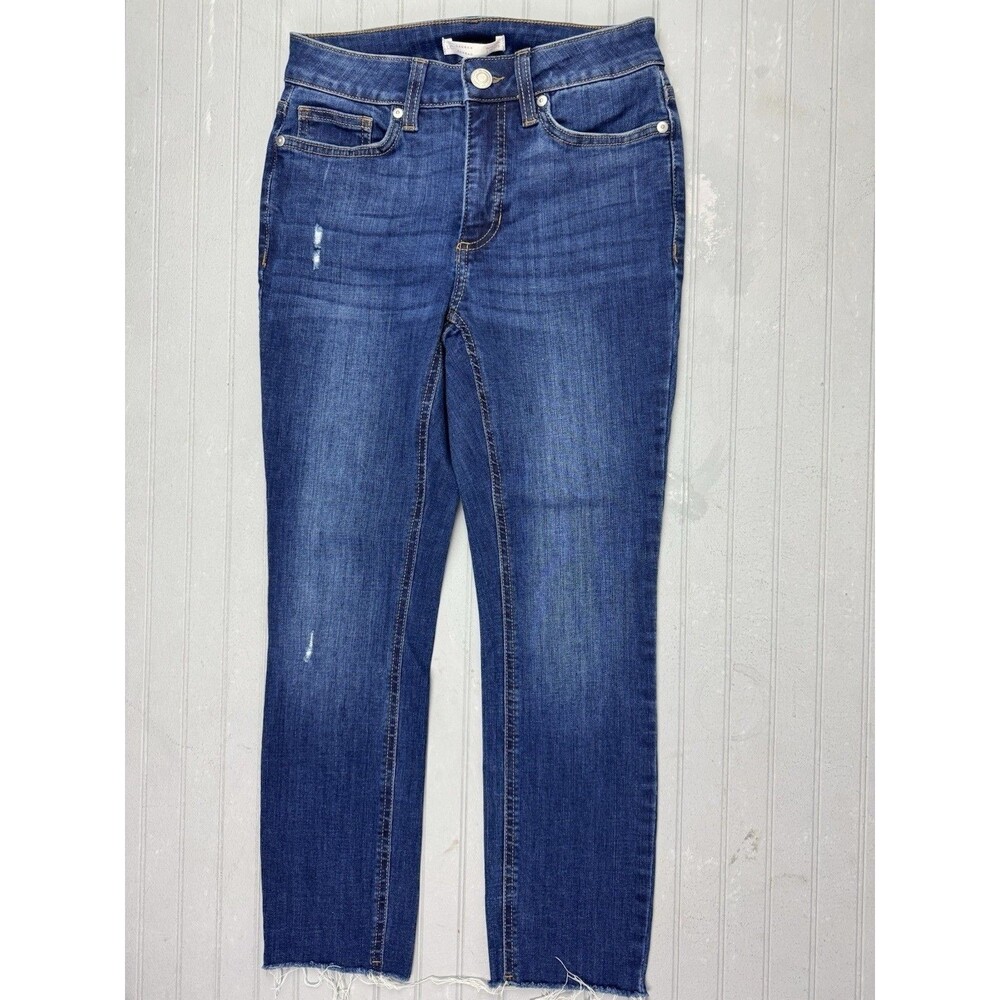 LC Lauren Conrad Size 2p Petite Womens Jeans Skinny Ankle Distress Raw Hem Dark